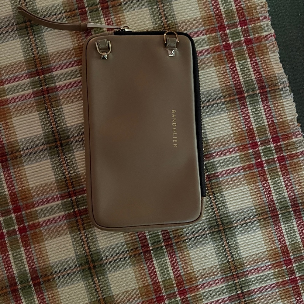 Bandolier Tan Leather Pouch with D-Rings.